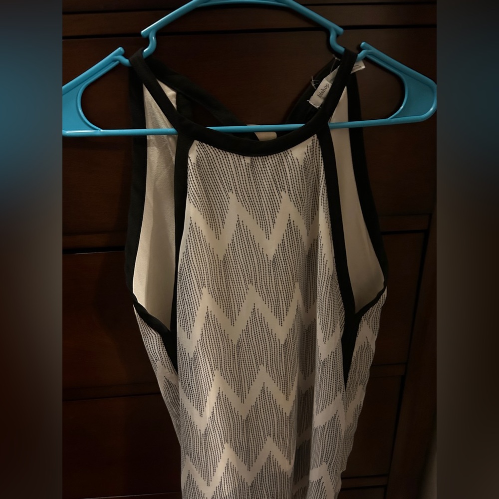 Bishop and Young black/white halter top. Perfect for a dinner or work w/jacket
